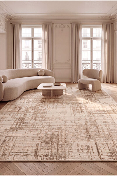 Livset Home Yumuşak Modern Krem Bej Halı Salon Mutfak Antre Yolluk Oturma Oda...