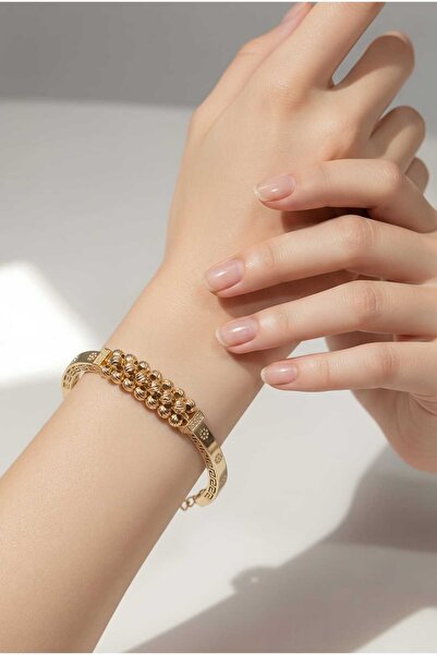 Generic Brand BRATARA FIXA STRUGURI ,OTEL INOXIDABIL PLACAT CU AUR 14 K