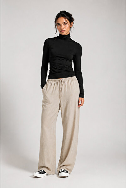 mixxtrend Women's Ultra Soft Tencel Lace-Up Trousers