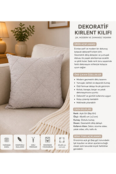 Rüyam Linen Woven Fabric Soft Decorative Throw Pillow Cover