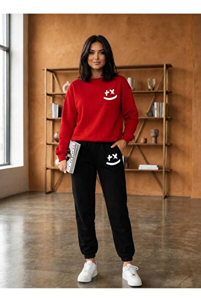 CLOTHES33 Zero Collar Sweat Suit 2-Piece Combination Winter Shardooned Patter...