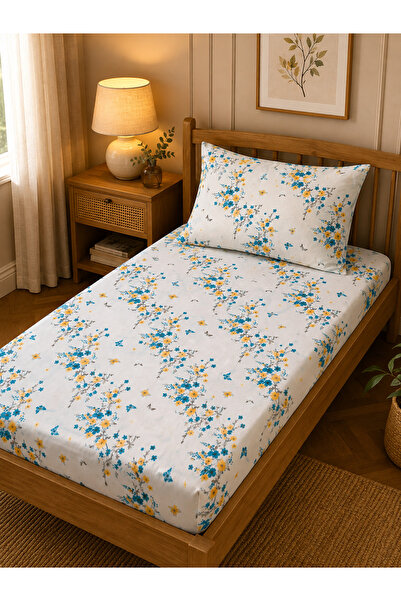 H&F Trendline Single Elastic Sheet Set 100X200 cm Floral Patterned + 1 Pillow...