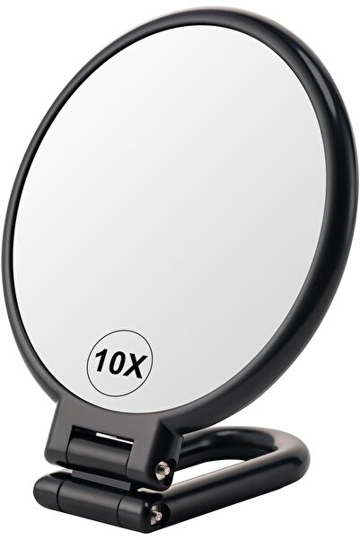 Generic Double Sided Magnifying Mirror 1X/10X, Foldable Black Travel Makeup M...
