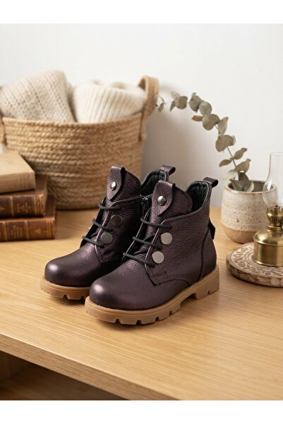 nuh kids Genuine Leather Burgundy Daily Orthopedic Girls' Boots