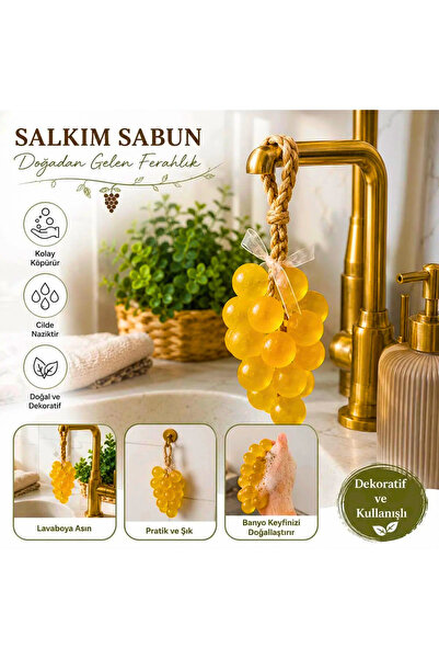 Tasarım Evi صابون سالكام على شكل عنب للزينة، صابون لليدين والاستحمام، يمكن تع...