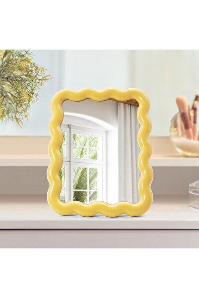 TERRIFI Cute Wave-Shaped Desk Vanity Makeup Mirror, Portable Aesthetic Foldin...