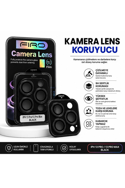 iPhone 13 Pro / 13 Pro Max Kamera Lens Koruyucu Cam 9H Çizilme Darbe Koruma