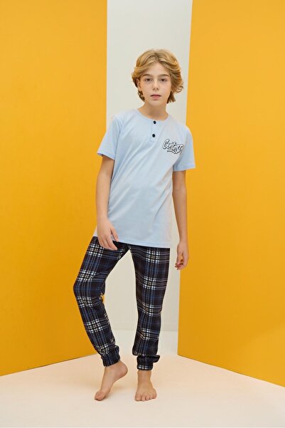 Generic Brand Boy's Pajama Set Cotton and Lycra (5-10 Years) Sky Blue T-Shirt...