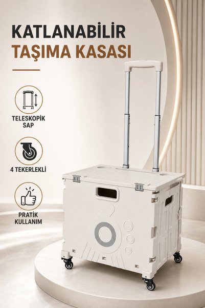 Vadi Katlanabilir Tekerlekli Taşıma Kasası Teleskopik Saplı Alışveriş Kamp Pi...