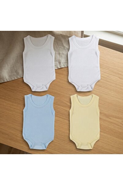 CUBBUX Baby Zero Sleeve Bodysuit Badi 100% Cotton 4 Pieces