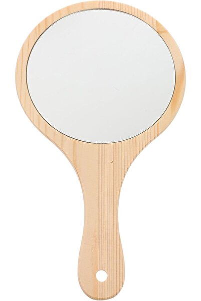 Baluue Portable Makeup Mirror with Wooden Handle Handheld Cosmetic Mirror for...
