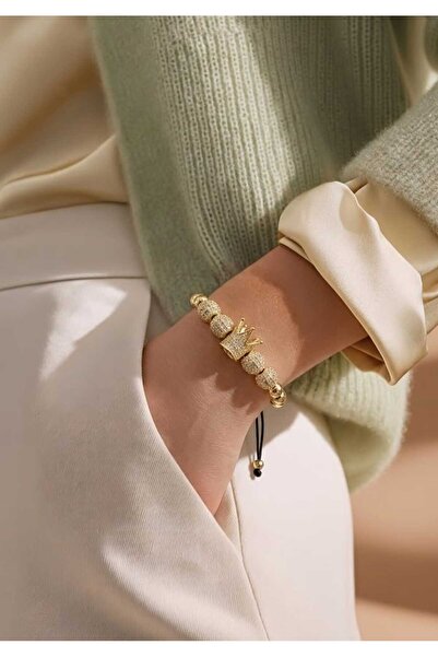 Generic Brand QUEEN BALL STRING BRACELET, 14K GOLD PLATED STAINLESS STEEL