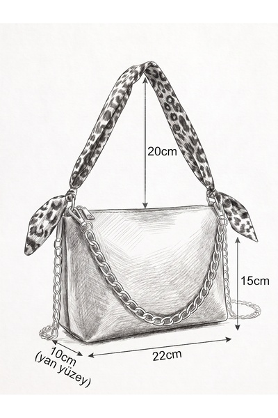 PurpleART Women's Burgundy Scarf and Chain Detailed Shoulder Bag Crossbody Zippered Baguette Handbag and Handbag