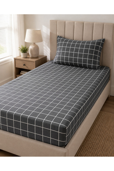 H&F Trendline Single Elastic Sheet Set 100X200 cm with Geometric Pattern + 1 ...
