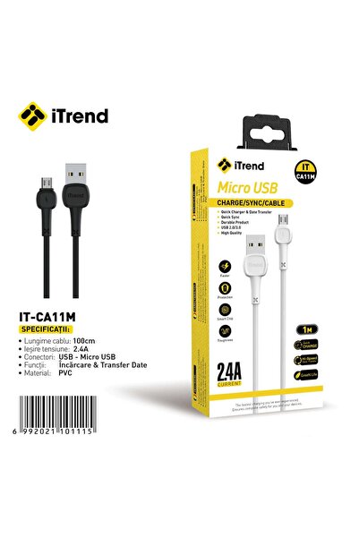 itrend Cablu USB la Micro USB IT-CA11M, 1 m, Încărcare Rapidă 2.4A, PVC, Negru