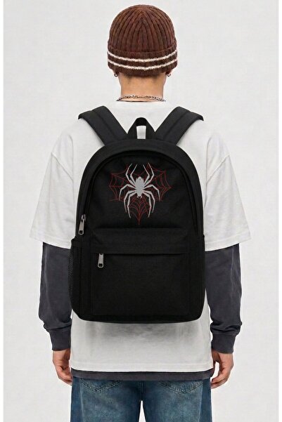 Fuddy Moda Unisex Heart Spider Printed Backpack, Spider Themed School Bag