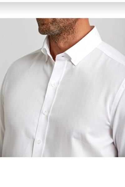 nightblack Men's Slim Fit Slim-Cut Long Sleeve Cotton Oxford Müslüm Texture E...