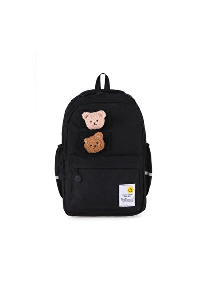 YOUNG 51666 rucsac școlar cu mascotă ursuleț NEGRU
