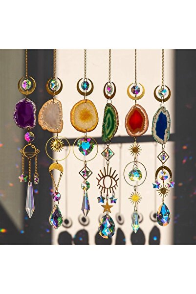 Generic Agat Doğal Taş Güneş Yakalayıcı Kapı Süsü Kristal Prizmalı Pencere As...