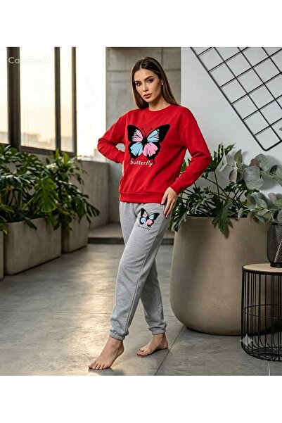 CLOTHES33 Zero Collar Sweat Suit 2-Piece Combination Winter Shardoon Butterfl...