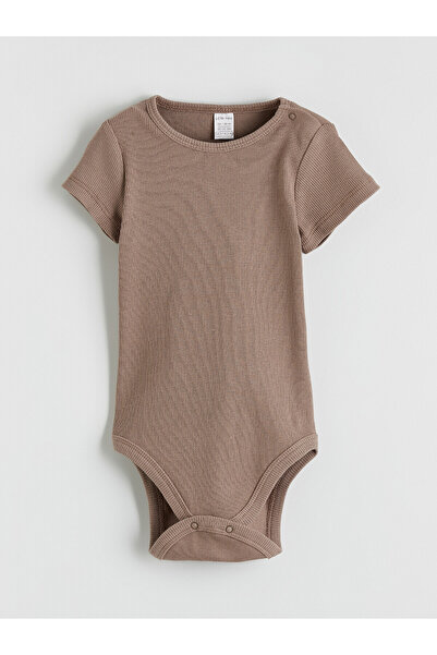 LC Waikiki Nevavm Oval Collar Baby Boy Snap Fastener Bodysuit