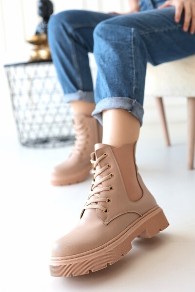 NESSİMO Nude Skin Lace-Up Boots