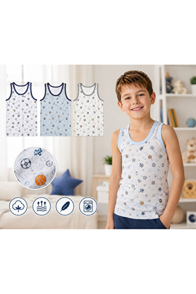 LUMİNA Boy's Patterned Undershirt, Colorful, 3-4 Years Old