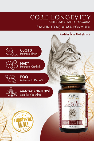 Kahu Naturals Spiritually Connected Core Longevity Kedi Takviyesi, Taurin, Co...