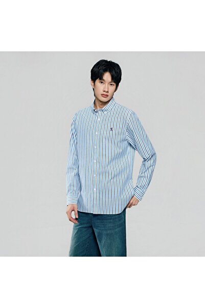 Giordano Men’s Cotton Slim Oxford Shirt with Embroidery