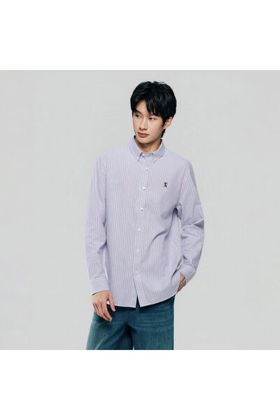 Giordano Men’s Cotton Slim Oxford Shirt with Embroidery