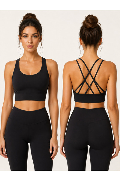 ARMAĞANİKA Kadın Çapraz Sırtlı Çoklu Askılı Sporcu Büstiyer Fitness Pilates C...
