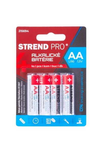Strend Pro Set de 4 baterii alcaline, LR6, AA, 1.5 V