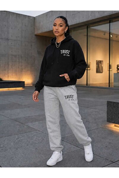 CLOTHES33 Hooded Sweatshirt 2-Piece Combination Winter Hoodie with Stripe and...