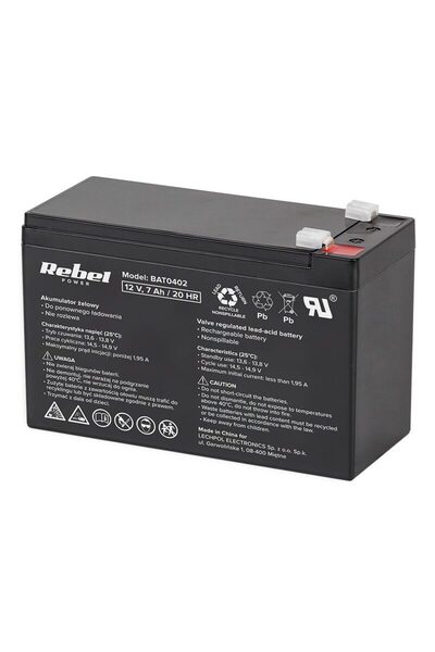 Rebel Baterie cu gel plumb-acid de 12V, 7Ah, fără întreținere, 151x65x94 mm