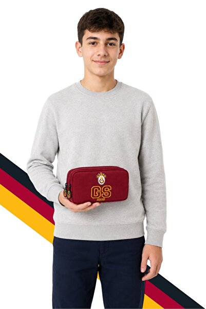 Galatasaray Gs Embroidery Detailed Red Pencil Bag