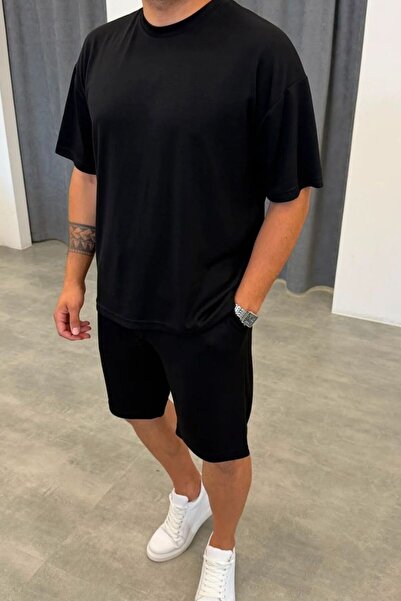PUMAS Men's Oversize Modal Comfort Double T-Shirt and Shorts Cotton Set