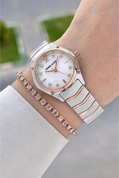Daniel Klein Rose Silver Color 30 mm Women Wrist Watch with Gift Package