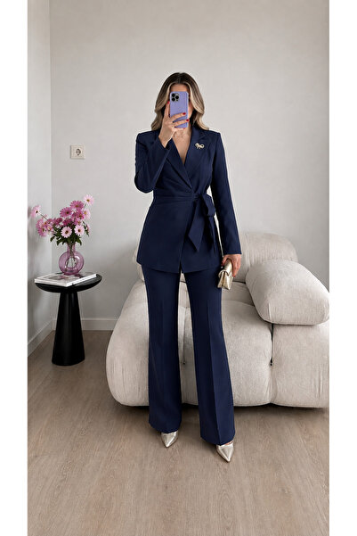 Ekim Store Jacket, Trousers and Double Blazer Set with Stone Accessories on t...