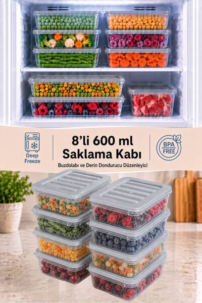 Funny Life Set of 8 Freshbox Storage Containers Suitable for Microwave and Re...