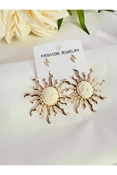 DEVİ fashion مجموعة أقراط من الخوص (5 سم) وطقم أقراط كومبين شيمبوك من قطعتين