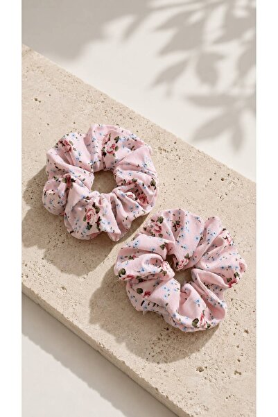 PELKAN ATELİER Bahar Çiçekleri | İkili Saç Tokası | Çiçek Desenli Scrunchie S...