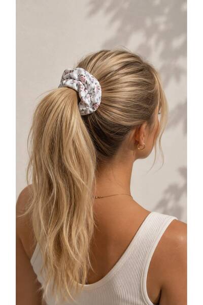 PELKAN ATELİER Spring Flowers |   Double Hair Clip |   Floral Patterned Scrunchie Set |   Women's Hair Accessory