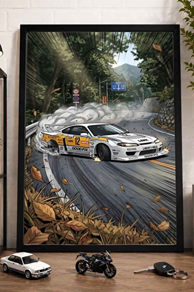 dudekohome Nissan Silvia S15 Drift Poster Çerçeveli Tablo JDM Araba Duvar Dek...