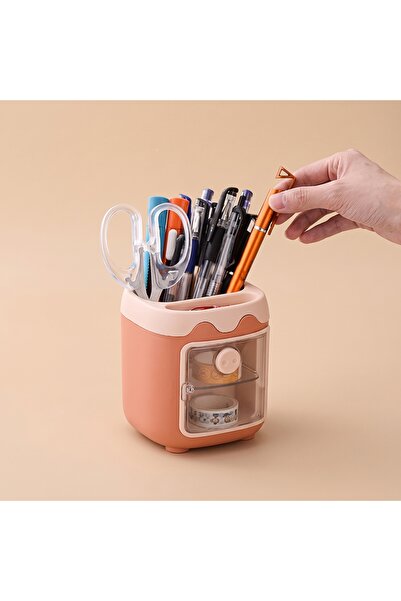 Mini Dolap Tasarımlı Kalemlik – Çekmeceli Masa Üstü Kırtasiye Düzenleyici Organizer