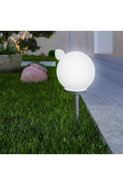 OEM Lampa solara 4 LED-uri Hoff glob, plastic, H 54 cm, gri + alb, exterior