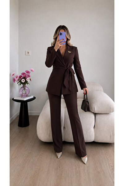 Ekim Store Jacket, Trousers and Double Blazer Set with Stone Accessories on t...