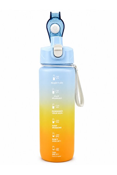 monthiron Motivational Water Bottle 1100 ml with Time Schedule, Leak-Proof, Lockable Carrying Strap, Sports Bottle