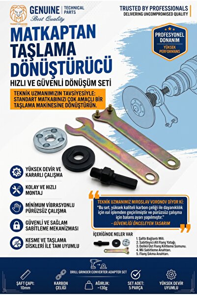 Transformacion Matkap Taşlama Dönüştürücü Adaptör Seti - Spiral Taşlama Flanş...