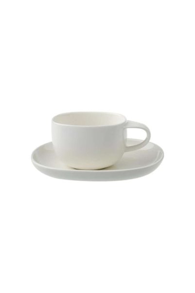 Villeroy & Boch Ceașcă de cafea sau ceai cu farfurioară, porțelan alb, Urban ...
