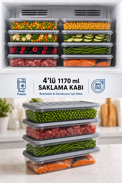 Funny Life Set of 4 Freshbox Storage Containers Suitable for Microwave and Re...